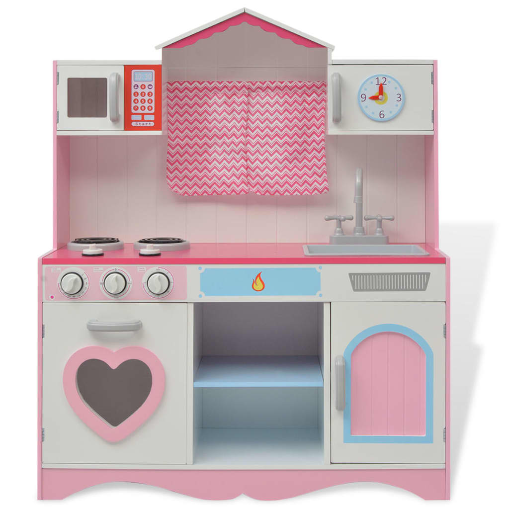Bucătărie de jucărie din lemn 82 x 30 x 100 cm, roz și alb Lando - Lando