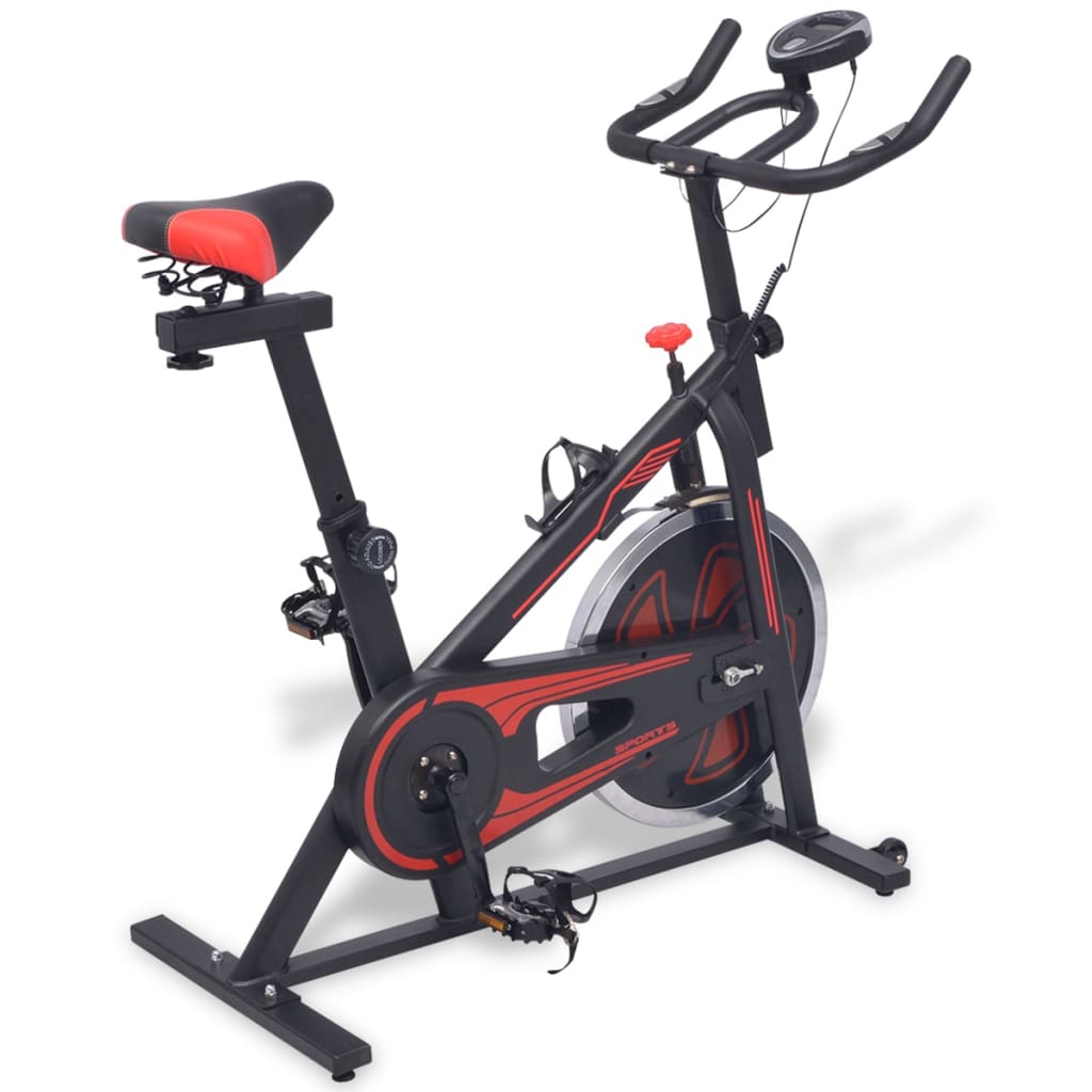 Bicicletă antrenament fitness, cu senzor puls, negru și roșu - Lando