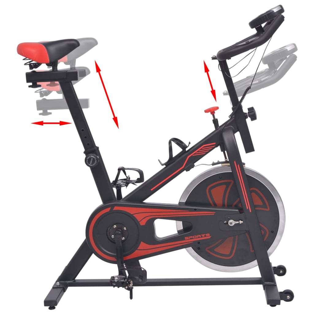 Bicicletă antrenament fitness, cu senzor puls, negru și roșu - Lando