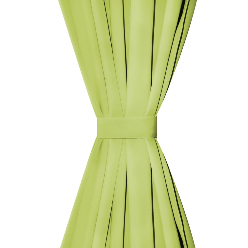 Draperii micro-satin cu bride, 2 buc, verde, 140 x 225 cm - Lando
