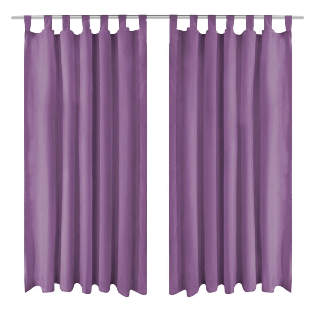 Draperii micro-satin cu bride, 2 buc, 140 x 175 cm, violet - Lando