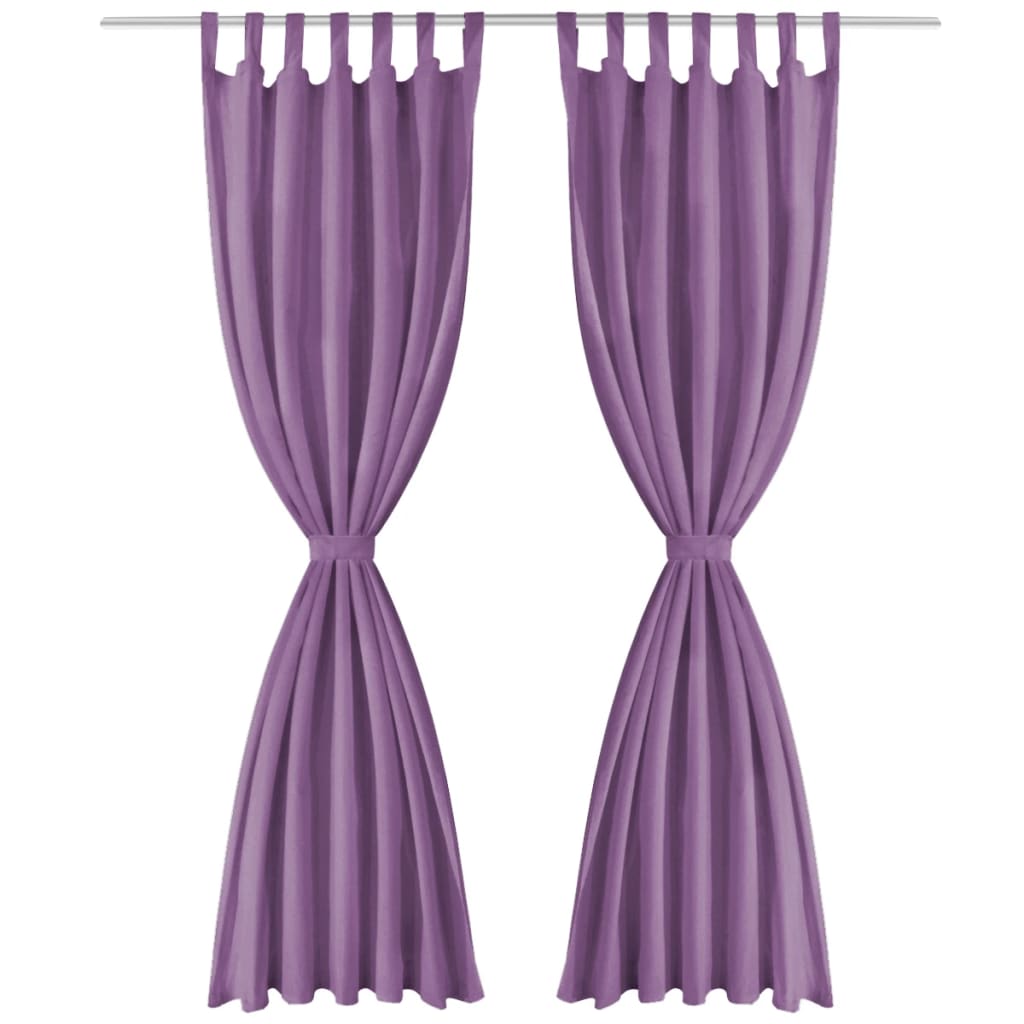 Draperii micro-satin cu bride, 2 buc, 140 x 175 cm, violet - Lando