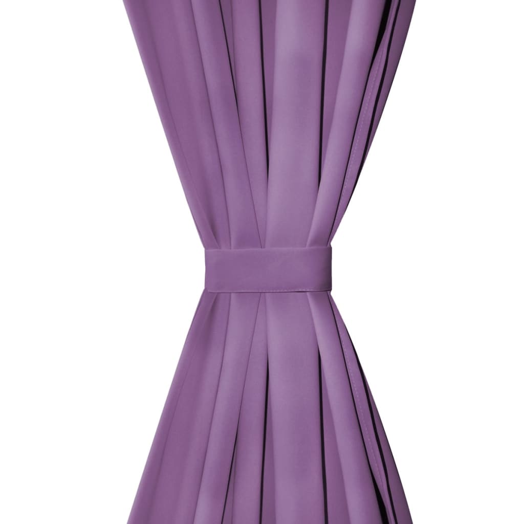 Draperii micro-satin cu bride, 2 buc, 140 x 175 cm, violet - Lando