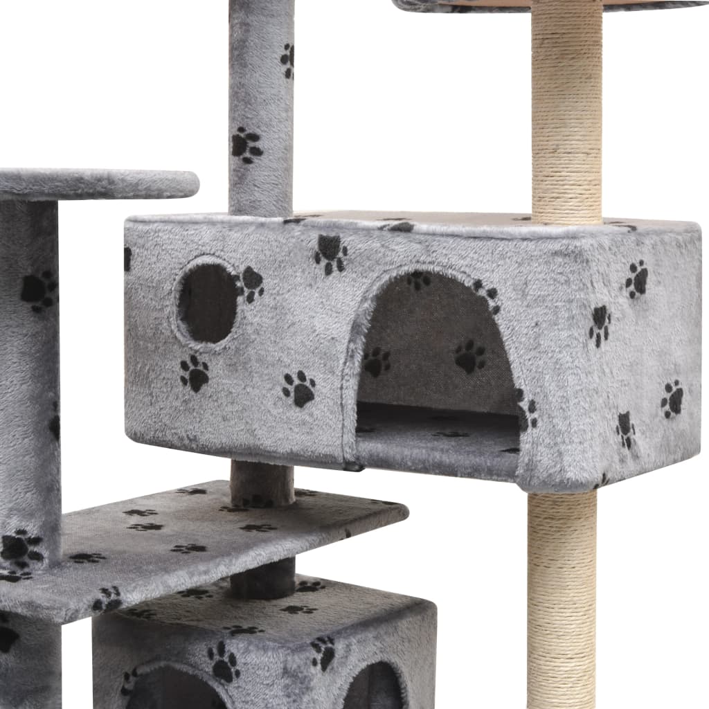 Ansamblu pisici cu funie de sisal, 125 cm, imprimeu lăbuțe, gri Lando - Lando