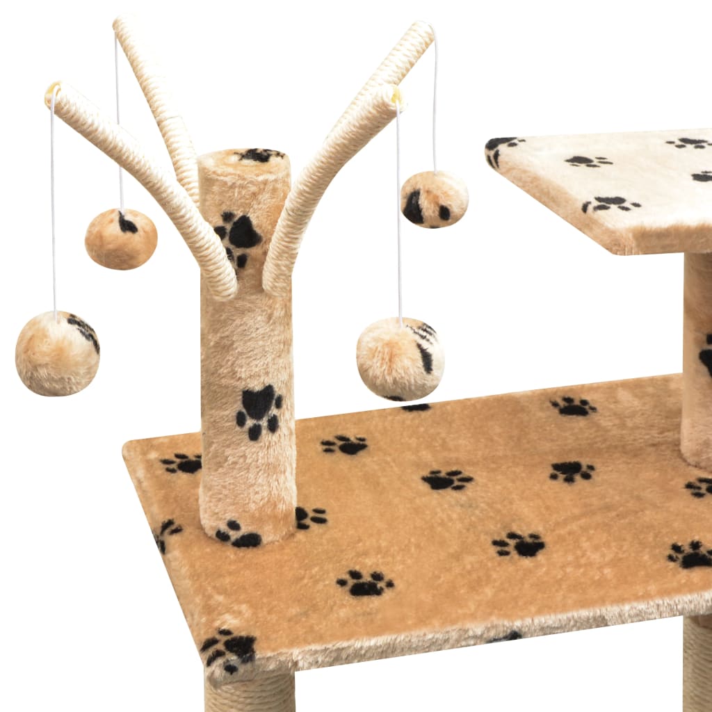 Ansamblu pisici, funie de sisal, 125 cm, imprimeu lăbuțe, bej Lando - Lando