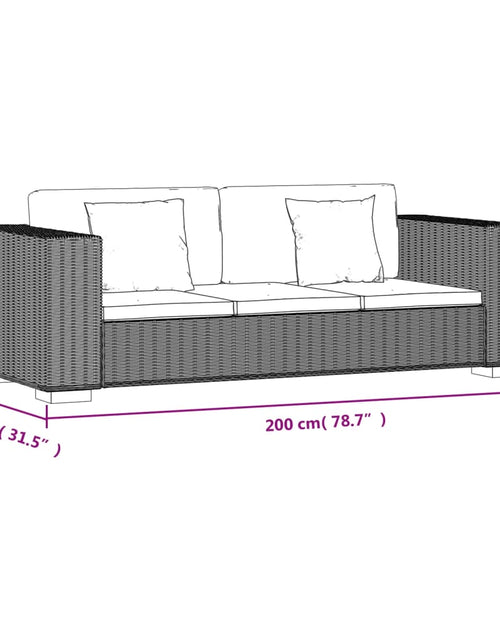 Încărcați imaginea în vizualizatorul Galerie, Set canapea de 3 locuri din poliratan 8 piese - Lando
