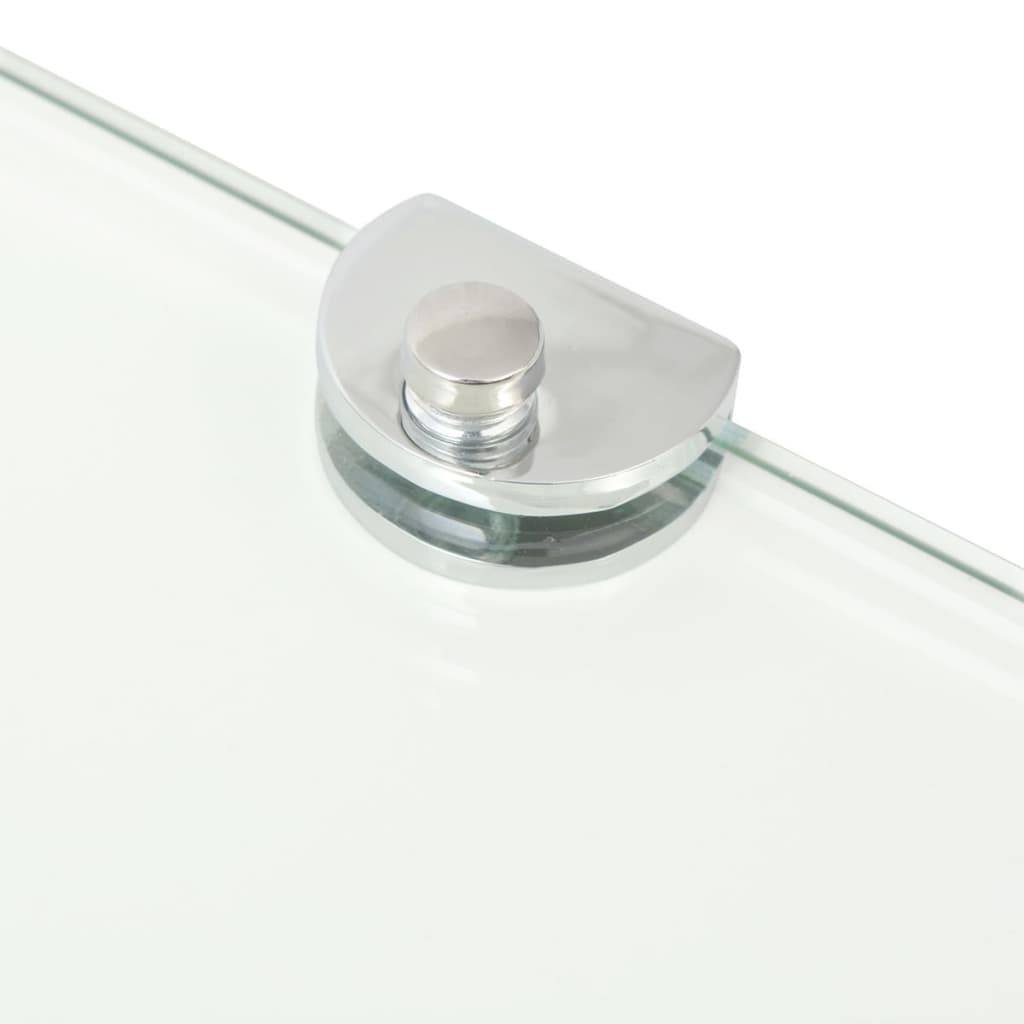 Raft de colț din sticlă transparentă cu suporți crom 25 x 25 cm - Lando