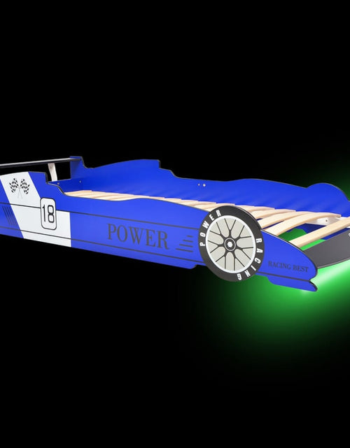 Загрузите изображение в средство просмотра галереи, Pat copii mașină de curse, cu LED, 90 x 200 cm, albastru Lando - Lando
