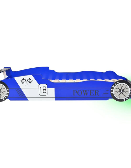 Încărcați imaginea în vizualizatorul Galerie, Pat copii mașină de curse, cu LED, 90 x 200 cm, albastru Lando - Lando
