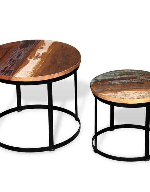 Încărcați imaginea în vizualizatorul Galerie, Set măsuță cafea 2 piese 40cm/50cm lemn masiv reciclat rotund Lando - Lando
