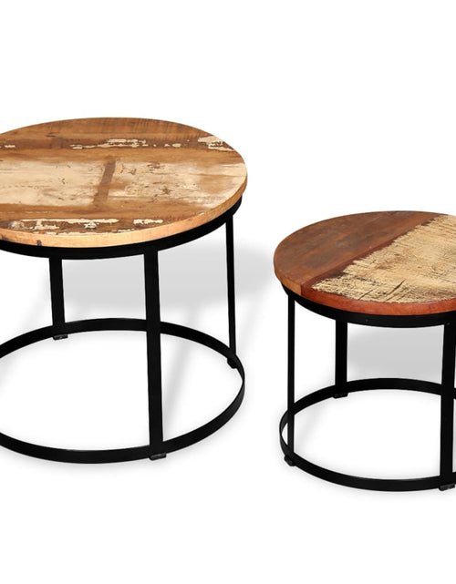 Încărcați imaginea în vizualizatorul Galerie, Set măsuță cafea 2 piese 40cm/50cm lemn masiv reciclat rotund Lando - Lando

