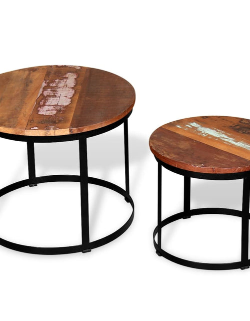 Încărcați imaginea în vizualizatorul Galerie, Set măsuță cafea 2 piese 40cm/50cm lemn masiv reciclat rotund Lando - Lando
