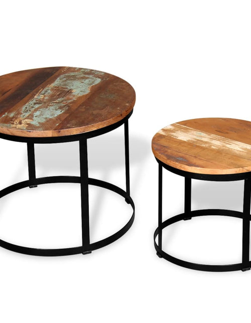Încărcați imaginea în vizualizatorul Galerie, Set măsuță cafea 2 piese 40cm/50cm lemn masiv reciclat rotund Lando - Lando
