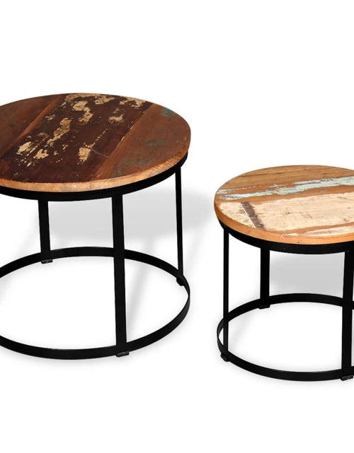 Încărcați imaginea în vizualizatorul Galerie, Set măsuță cafea 2 piese 40cm/50cm lemn masiv reciclat rotund Lando - Lando
