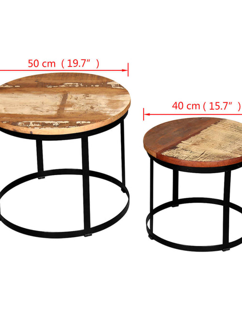 Încărcați imaginea în vizualizatorul Galerie, Set măsuță cafea 2 piese 40cm/50cm lemn masiv reciclat rotund Lando - Lando

