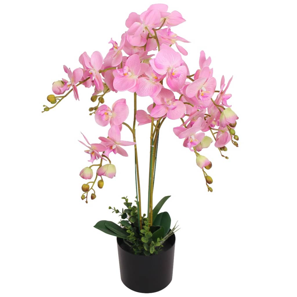 Plantă artificială orhidee cu ghiveci, 75 cm, roz - Lando