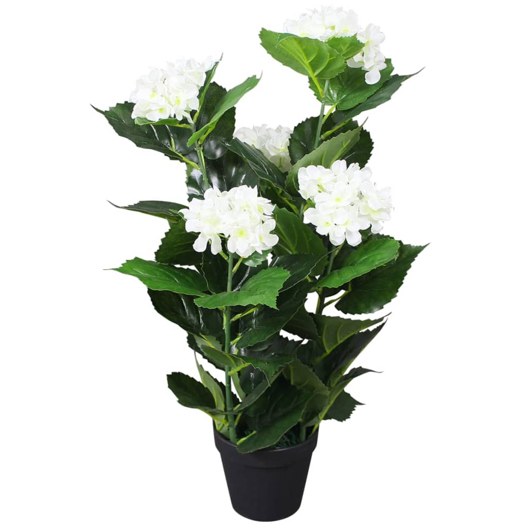 Plantă artificială Hydrangea cu ghiveci, 60 cm, alb - Lando