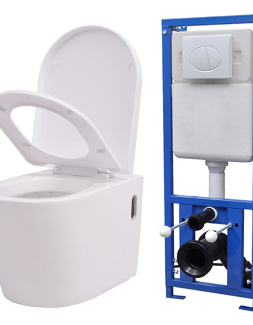 Загрузите изображение в средство просмотра галереи, Vas toaletă suspendat cu rezervor încastrat, ceramică, alb - Lando
