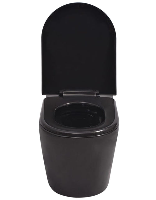 Încărcați imaginea în vizualizatorul Galerie, Vas toaletă suspendat cu rezervor încastrat, ceramică, negru - Lando
