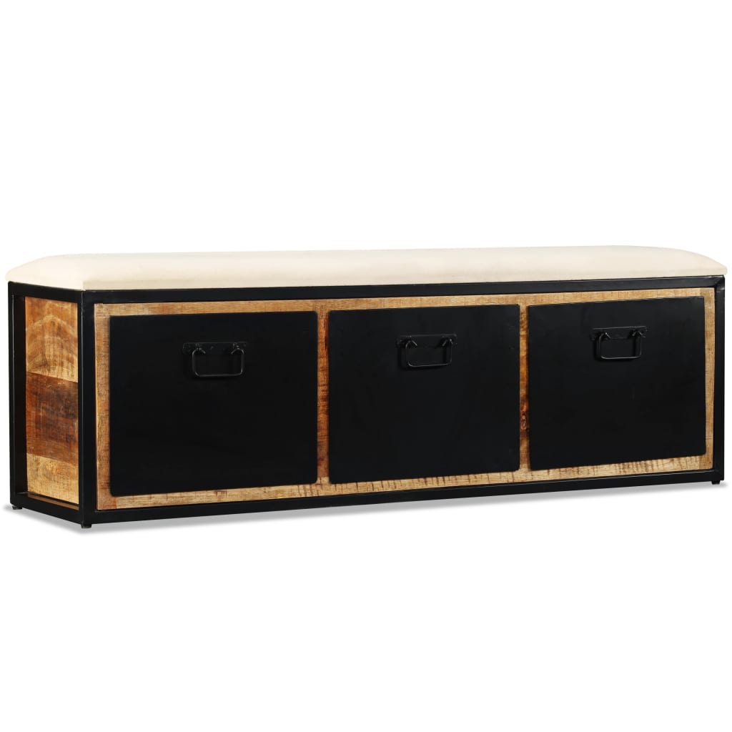 Bancă depozitare cu 3 sertare, lemn masiv de mango 120x30x40 cm - Lando