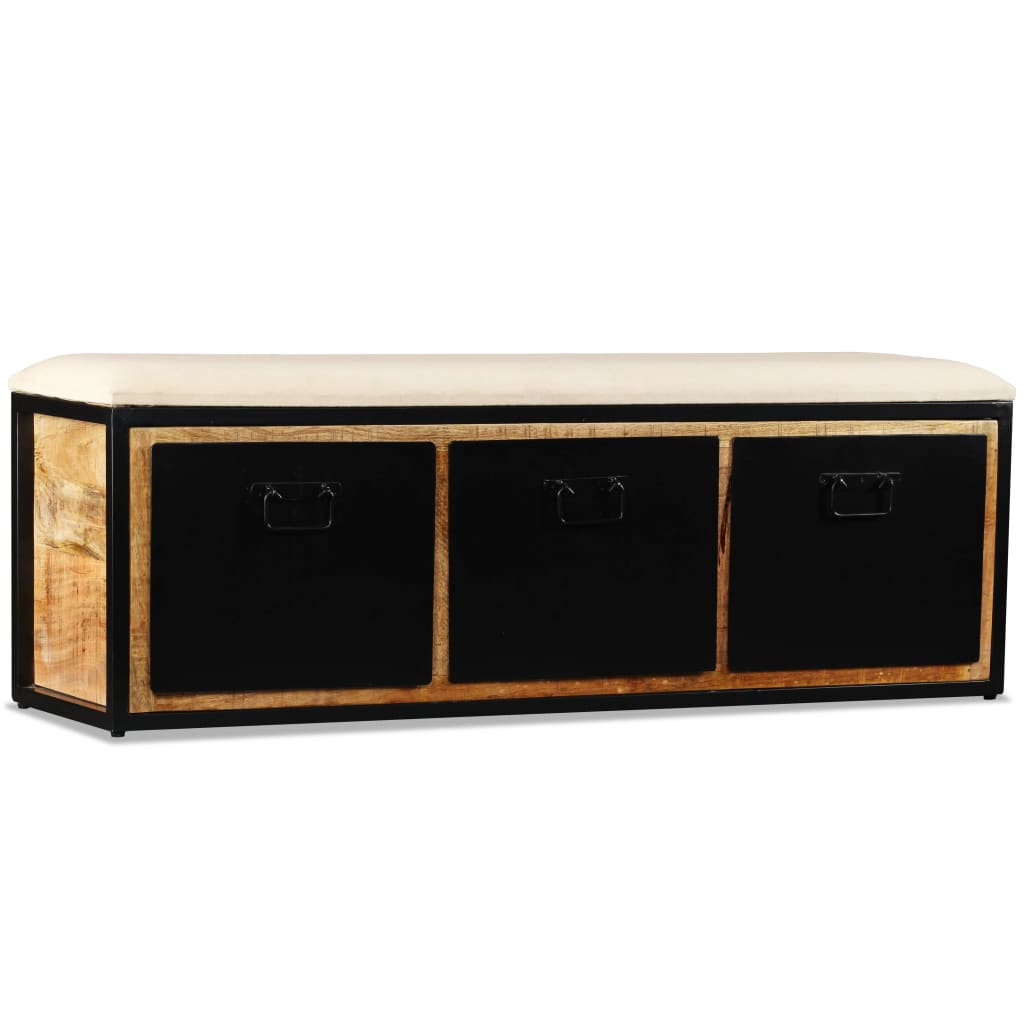 Bancă depozitare cu 3 sertare, lemn masiv de mango 120x30x40 cm - Lando