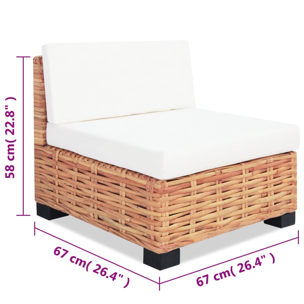 Set mobilier cu canapea 14 piese, culoare naturală, ratan - Lando