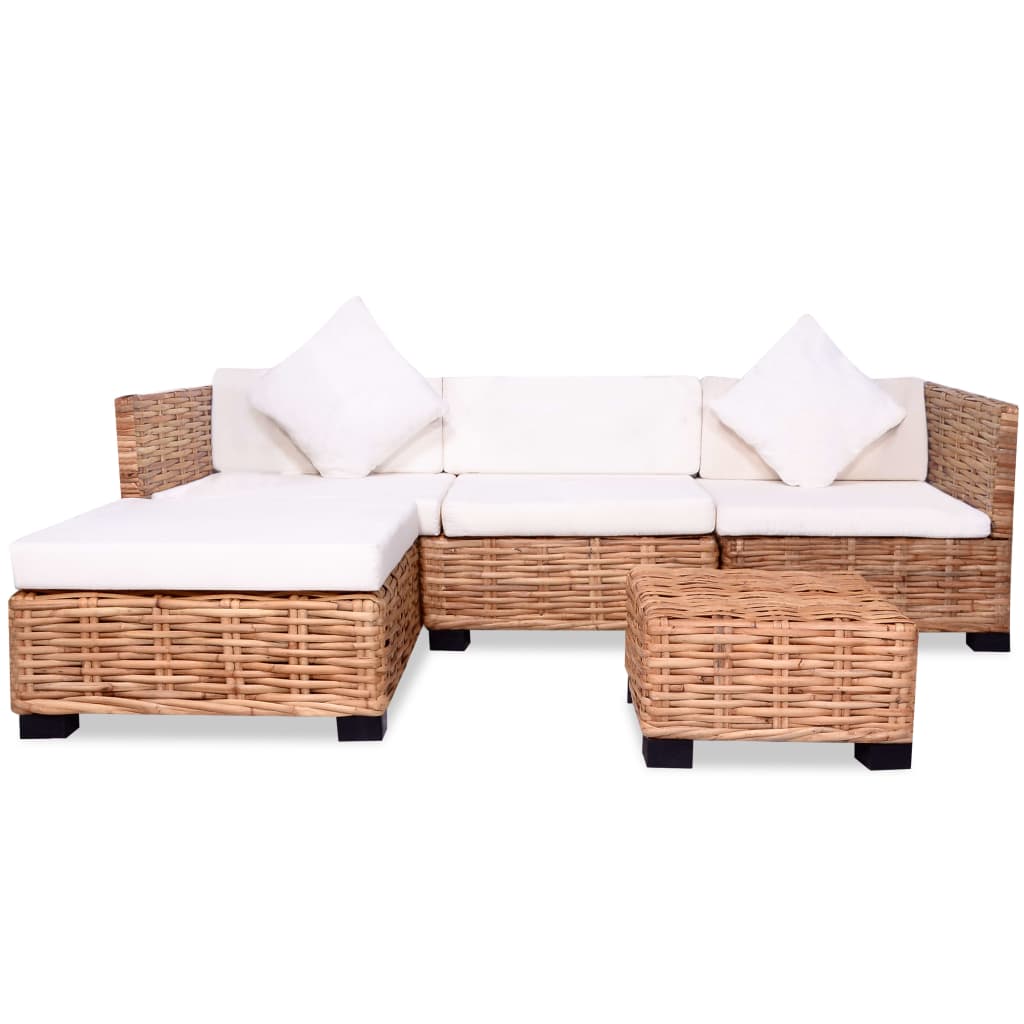 Set mobilier cu canapea 14 piese, culoare naturală, ratan - Lando