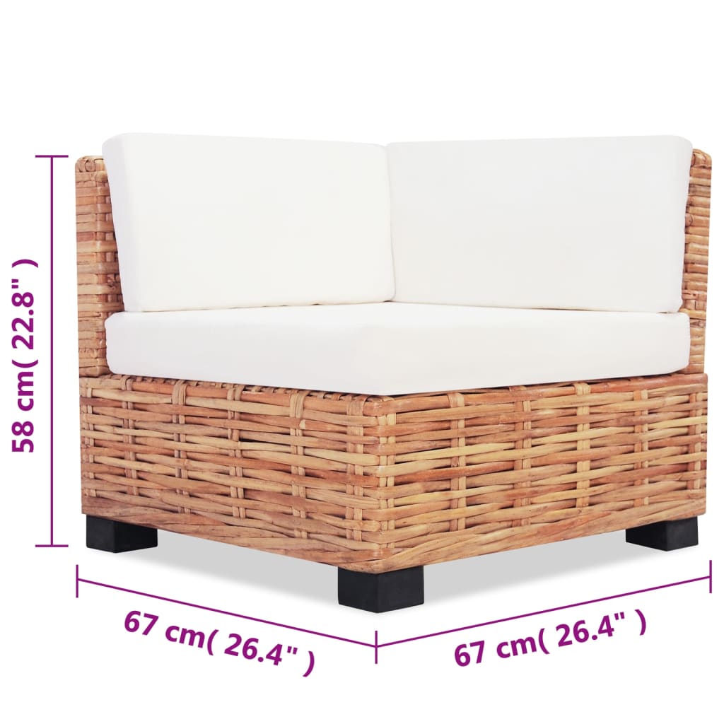 Set mobilier cu canapea 14 piese, culoare naturală, ratan - Lando