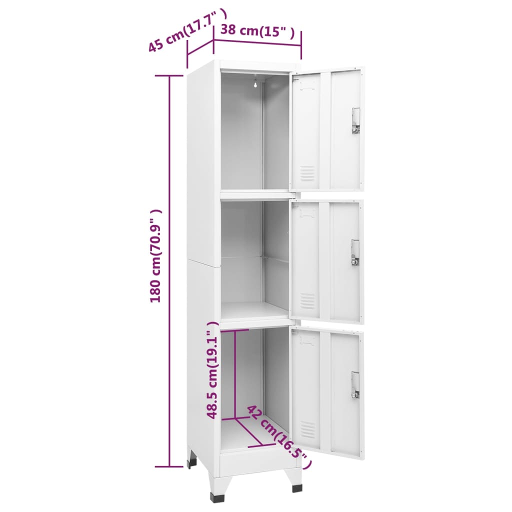 Dulap vestiar cu 3 compartimente, 38x45x180 cm - Lando