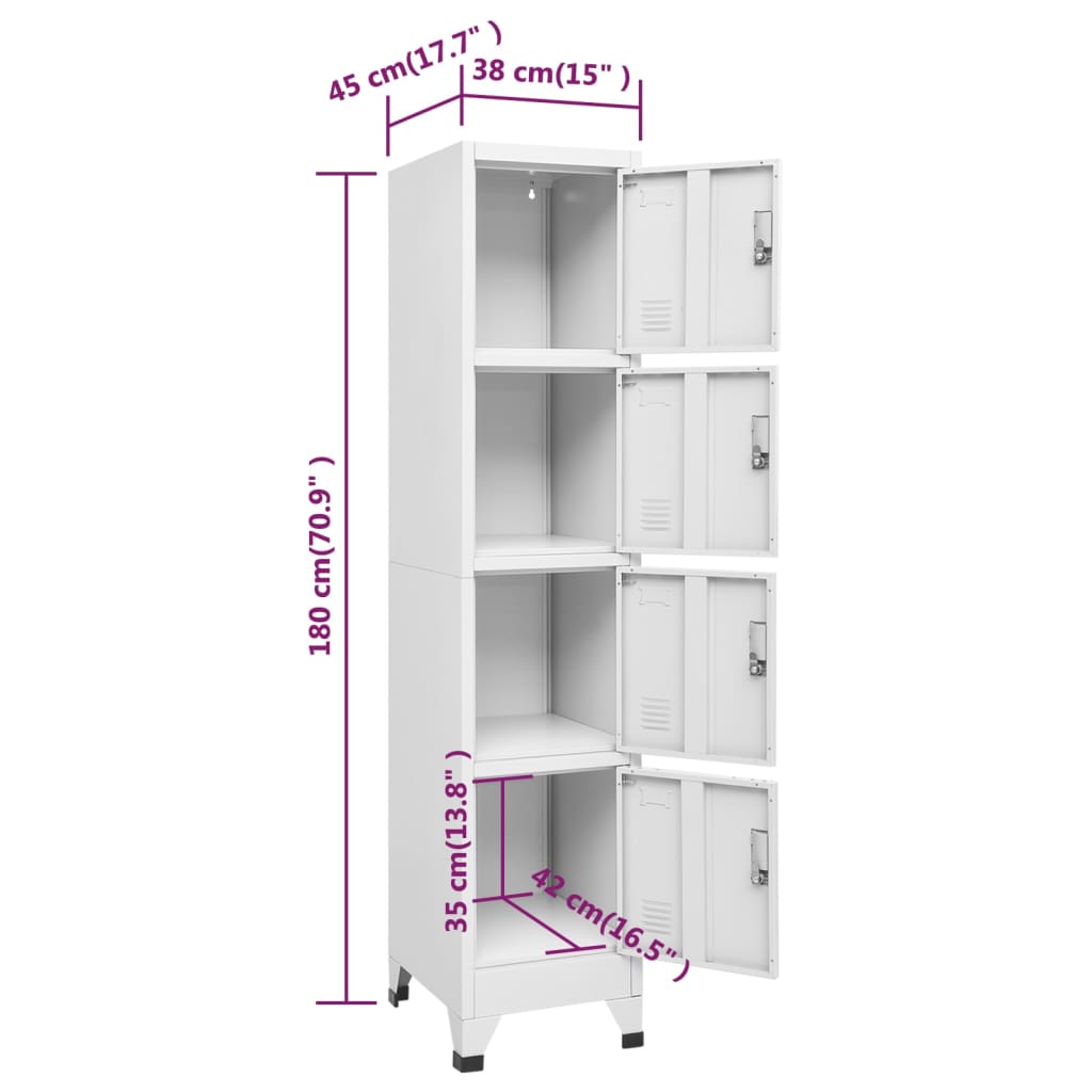 Dulap vestiar cu 4 compartimente 38x45x180 cm - Lando