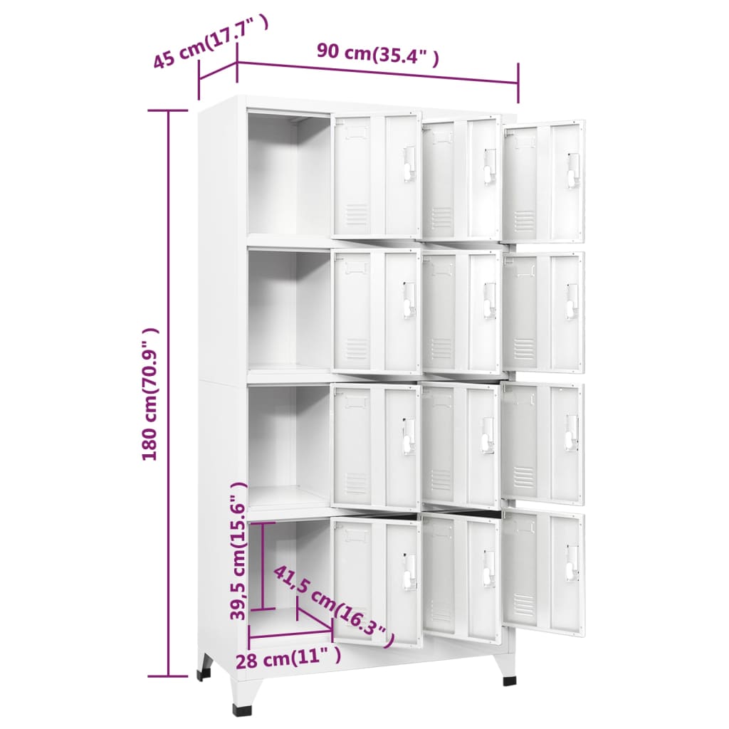 Dulap vestiar cu 12 compartimente, 90x45x180 cm - Lando