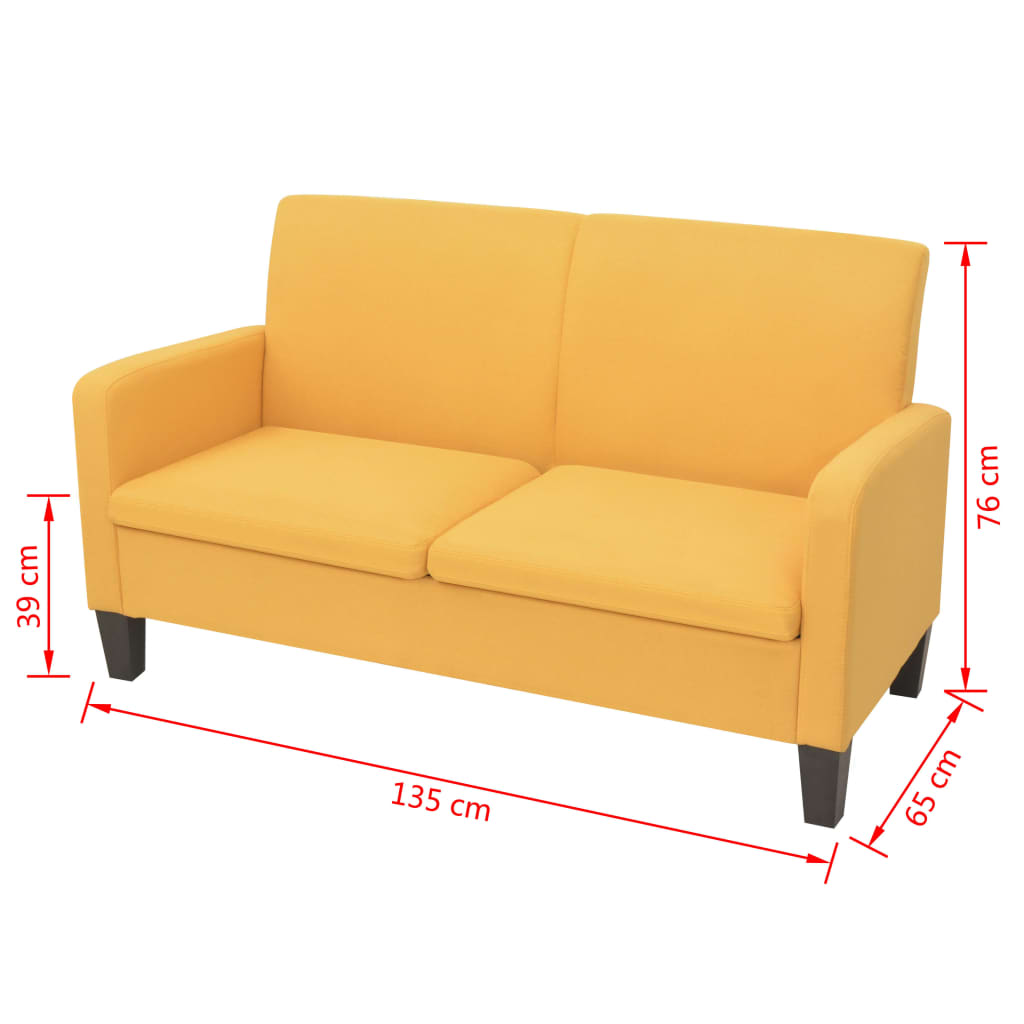 Canapea cu 2 locuri, 135 x 65 x 76 cm, galben - Lando