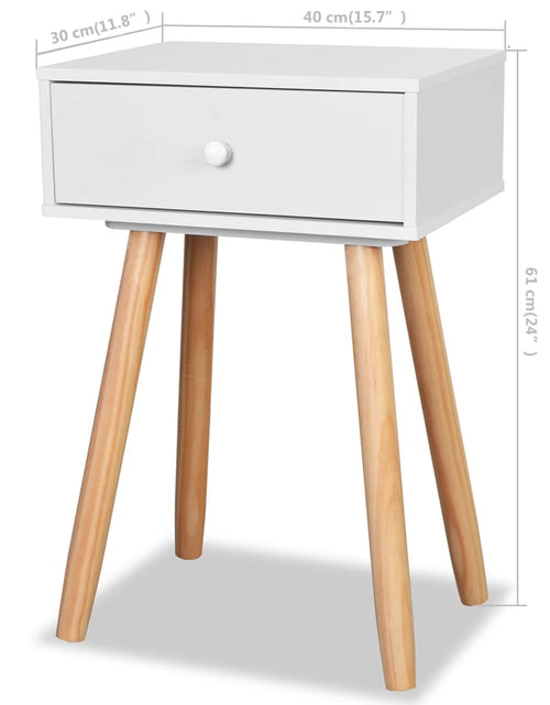 Загрузите изображение в средство просмотра галереи, Noptiere din lemn masiv de pin 2 buc, 40 x 30 x 61 cm, alb - Lando
