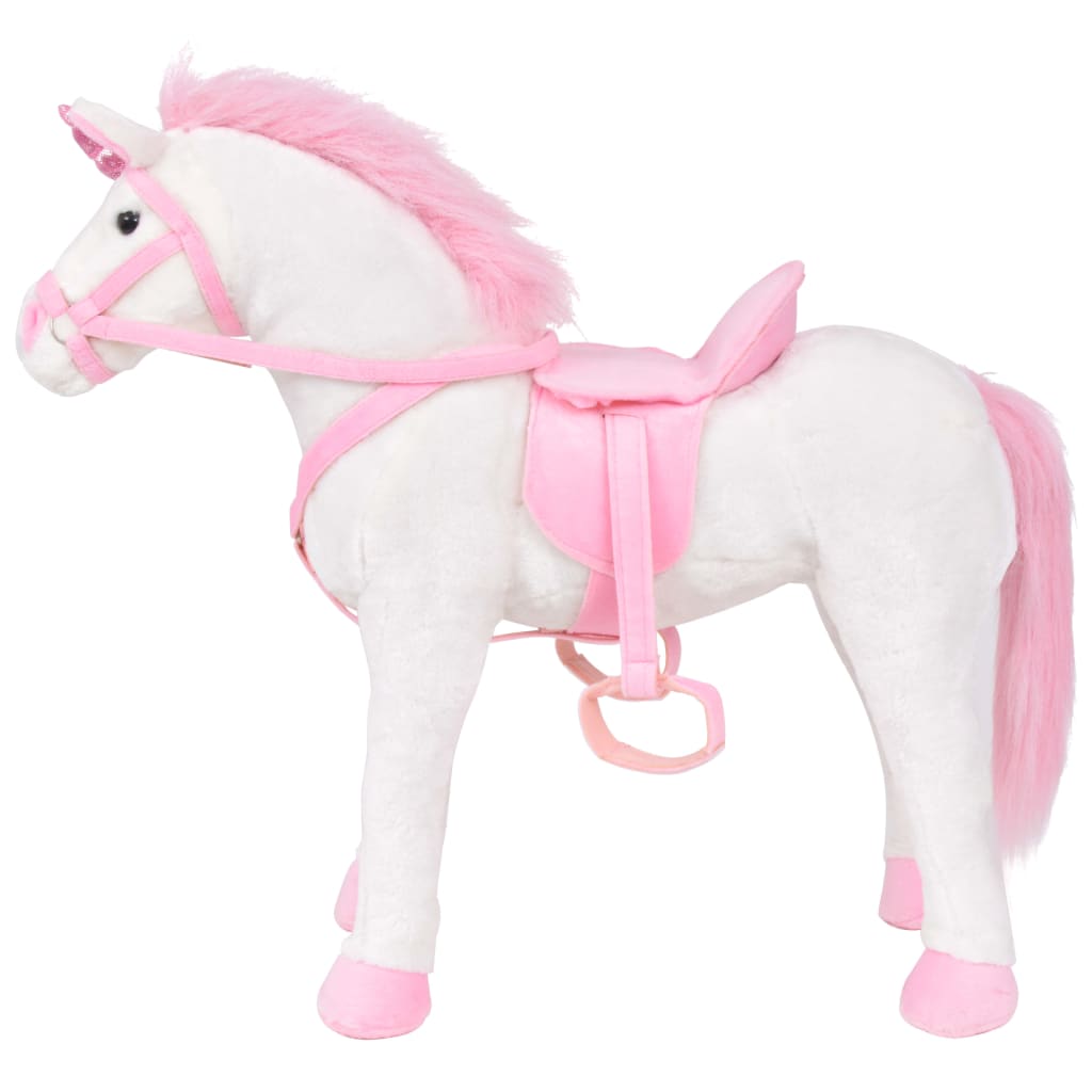 Jucărie unicorn din pluș în picioare, alb și roz, XXL Lando - Lando