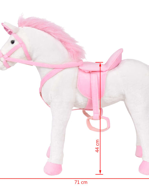 Загрузите изображение в средство просмотра галереи, Jucărie unicorn din pluș în picioare, alb și roz, XXL Lando - Lando
