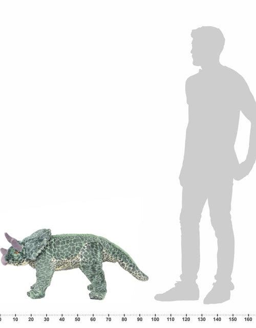 Загрузите изображение в средство просмотра галереи, Jucărie din pluș dinozaur Triceratops în picioare, verde, XXL Lando - Lando
