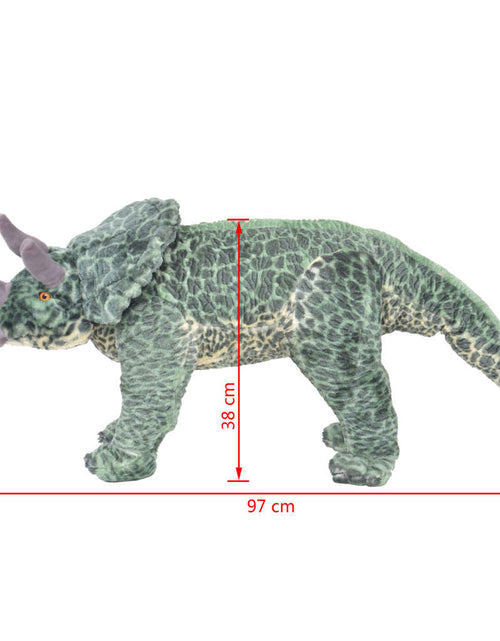 Загрузите изображение в средство просмотра галереи, Jucărie din pluș dinozaur Triceratops în picioare, verde, XXL Lando - Lando
