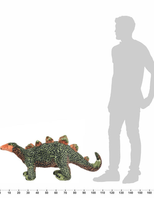 Încărcați imaginea în vizualizatorul Galerie, Jucărie de pluș dinozaur Stegosaurus, verde și portocaliu XXL - Lando
