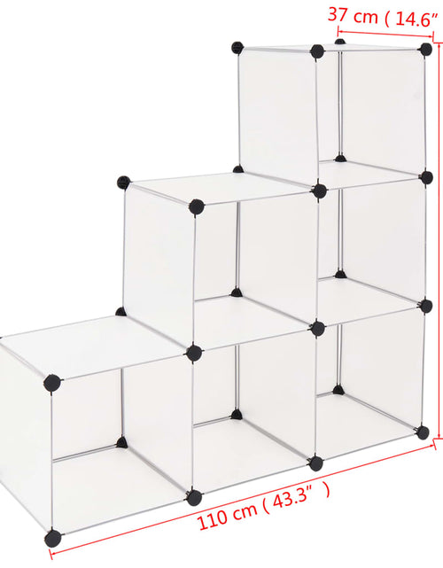 Încărcați imaginea în vizualizatorul Galerie, Dulap de depozitare tip cub, 6 compartimente, alb Lando - Lando
