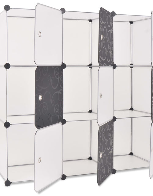 Încărcați imaginea în vizualizatorul Galerie, Dulap de depozitare tip cub, cu 9 compartimente, negru și alb Lando - Lando
