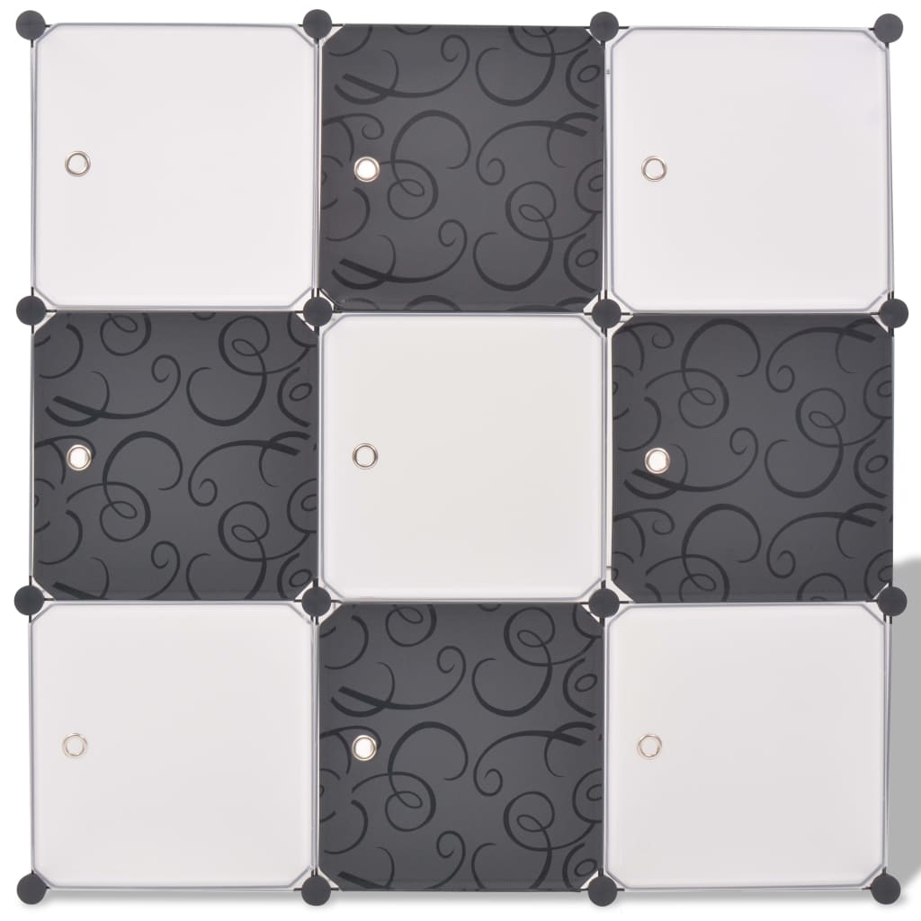 Dulap de depozitare tip cub, cu 9 compartimente, negru și alb Lando - Lando