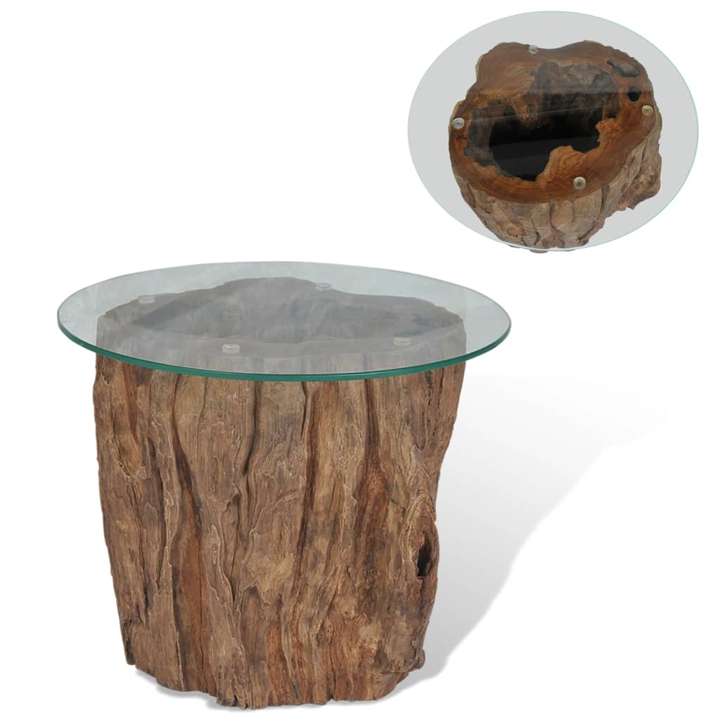 Măsuță de cafea, lemn de tec și sticlă, 50 x 40 cm Lando - Lando