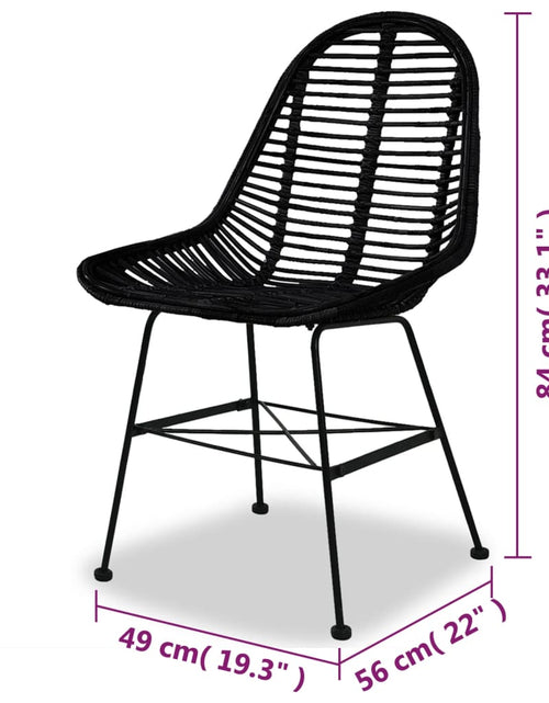 Загрузите изображение в средство просмотра галереи, Scaune de bucătărie, 2 buc., negru, ratan natural - Lando
