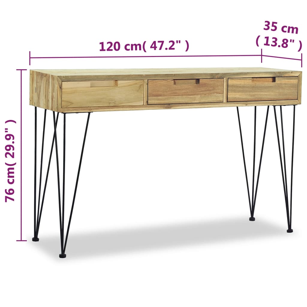 Masă consolă, 120x35x76 cm, tec masiv Lando - Lando