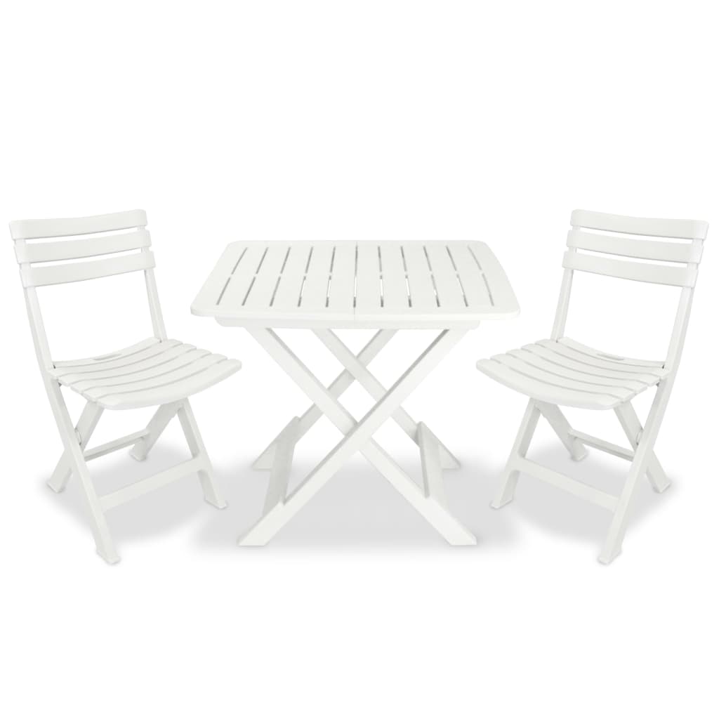 Set mobilier bistro pliabil, 3 piese, alb, plastic Lando - Lando