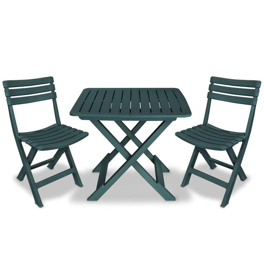 Set mobilier bistro pliabil, 3 piese, verde, plastic Lando - Lando