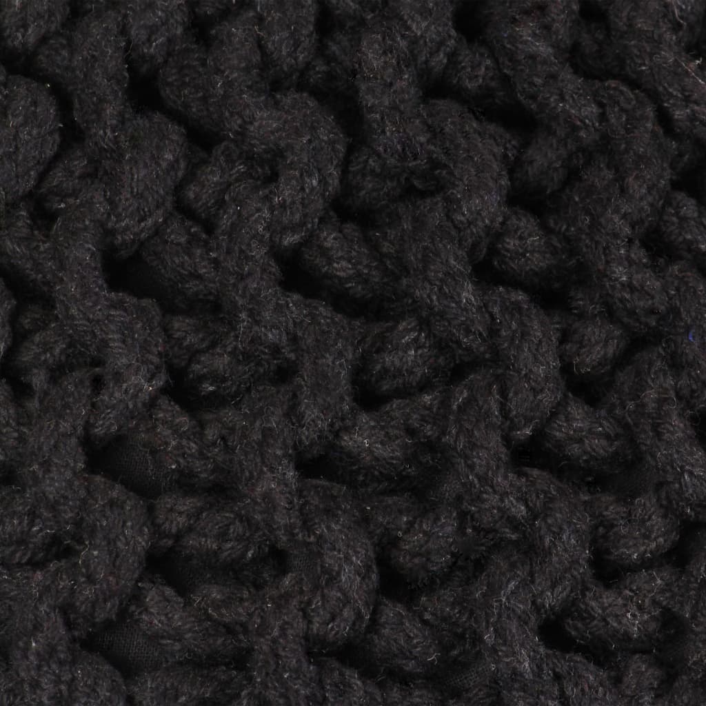 Puf tricotat manual, bumbac, 50 x 35 cm, negru Lando - Lando