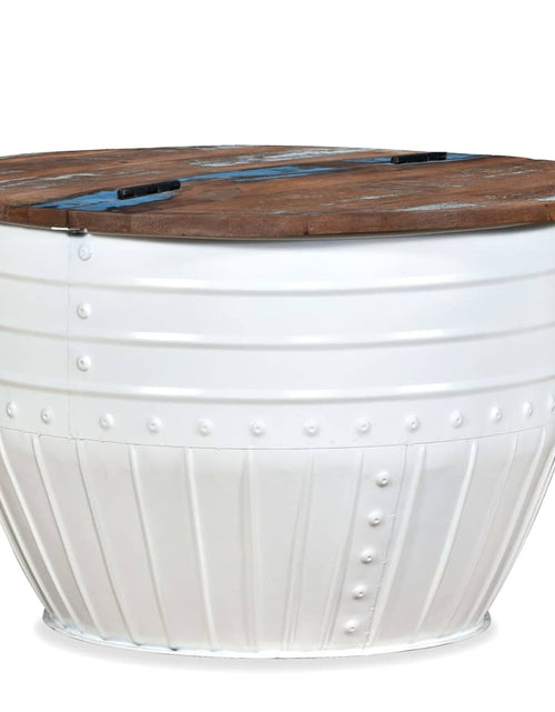 Загрузите изображение в средство просмотра галереи, Măsuță de cafea în formă de butoi alb lemn masiv reciclat Lando - Lando
