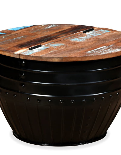Încărcați imaginea în vizualizatorul Galerie, Măsuță de cafea în formă de butoi negru lemn masiv reciclat Lando - Lando
