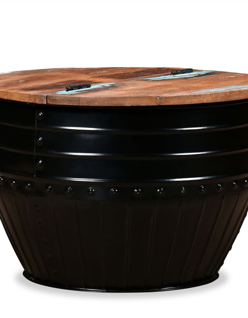Загрузите изображение в средство просмотра галереи, Măsuță de cafea în formă de butoi negru lemn masiv reciclat Lando - Lando
